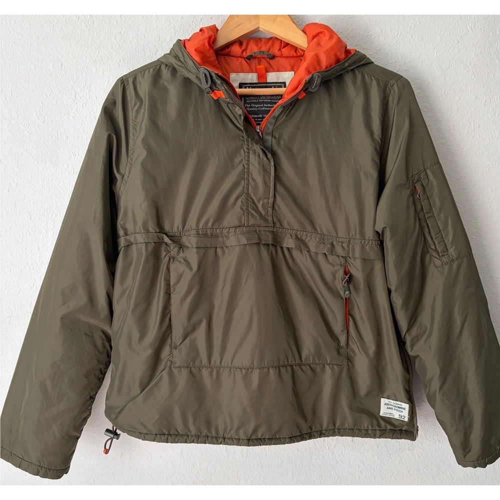 Vintage 90s Abercrombie & Fitch Anorak Jacket Small Olive Green Gorpcore Y2K